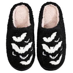 dubuto Damen Winter Warm Hausschuhe Winter Plüsch Hausschuhe Pantoffeln mit Geistermuster für Halloween Flauschige Pantoffeln Rutschfest Slippers von dubuto