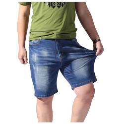 Übergroße Herren Jeans Shorts Sommer Lässige Jeanshose Mit Elastischer Taille, Kordelzug Und Taschen Plus Size Cargohose Kurz Shorts Sweatpants Trainingshose Kurze Hose Sportshorts (A,5XL) von duhapy