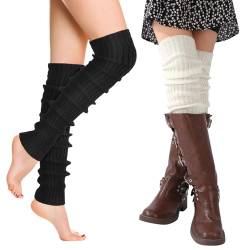 dusaniyali 2 Paar Leg Warmers, Stulpen Damen Beinstulpen Langer Beinwärmer Frauen Winterstiefelmanschetten Warme Kniewärmer Stulpen Beinstulpen Beinwärmer 90er Jahre Kawaii Häkelstulpen von dusaniyali