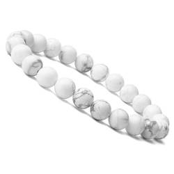 dvnFWKc Armbänder Set Trendy, Armband Perlen Armband Set schwarz Achat weiß türkis 4 Längen (17-23 cm)(White,23cm Length) von dvnFWKc