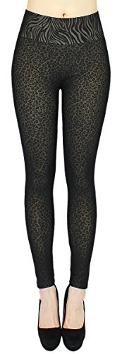 dy_mode Thermo Leggings Damen in Tiger Zebra Muster gefüttert - WL008 (36/S, WL008-Leopard) von dy_mode