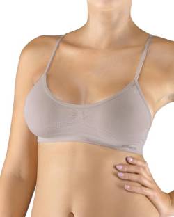 ecoBAMBOO Bustier Top Damen aus Bambus, Spaghettiträger Top Damen, ohne Bügel, mit leichtem Halt (Beige 2, L-XL) von ecoBAMBOO