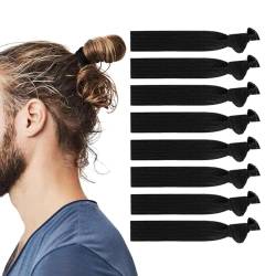 Elastische Herren-Haargummis Set - 5 Stück - Unvergleichliche Stärke, Kein Haarschaden - Ideal für Locken, Brötchen & Volumen - Geschaffen für Männer mit langen Haaren (Schwarz) von ehomiiii