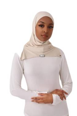 elf prive Hijab Cap Damen, Hochwertiges Polyester Hijab Bonnet für Damen, Muslimin Kopftücher Kappe Damen, Einfarbiges Hijab Undercap Damen mit Nackenschutz, Handwaschbar, Standardgröße | Beige von elf prive