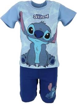 Schlafanzüge für Kinder Süß Disney Stitch Kurze Ärmel Tshirt Baumwolle Pyjama Set Frühling Sommer Bekleidung Nachtwäsche 3-8Jahre (DE/NL/SE/PL, Numerisch, 116, Regular, Hell Blau) von eplusm