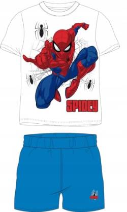 eplusm Spiderman Pyjama Set Kurzarm Jungen Schlafanzug pjs Sommer 104-134cm Kinder nachtwäsche T-Shirt und Shorts (DE/NL/SE/PL, Numerisch, 104, Regular, HellBlau) von eplusm