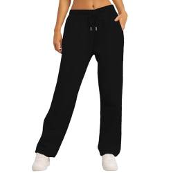 Jogginghose Damen Baumwolle Lang Freizeithosen High Waist Lässige Loose Sweathose mit Taschen Trainingshose Oversize Sporthose Zweifarbig Sommerhose Casual Mode S-XXXL von errcom