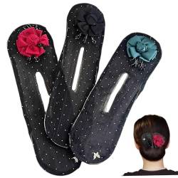 Haarbrötchenhersteller 3pcs Blumendesign Dotted Bun Maker Exquisit Bun Maker für Langhaar Frauen Mesh Frisuren Accessoires Brötchen Kronen Shaper Shaper von eurNhrN