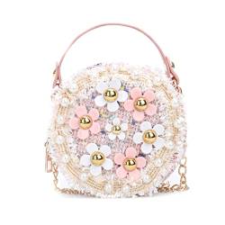 Kleine Mädchen Crossbody -Geldbörse mit Perlenblumen Mini süße Prinzessin Handtaschen von eurNhrN