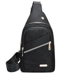 Umhängetaschen Schlingenbeutel mit Kopfhörerloch -Sling -Geldbörse wasserdichtes Crossbody -Geldbörse Leichter Crossbody -Bag mit verstellbarem Schultergurt zum Schwarzwanderung von eurNhrN