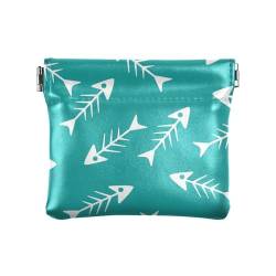 Fish Bone Teal Damen Kleine Leder Münzgeldbörse Portemonnaie Fancy Mini Make-up Tasche für Frauen Jungen Mädchen Fischgräte Blaugrün Einheitsgröße Modern, Fischgrätenmuster, Blaugrün, Einheitsgröße, von famyily