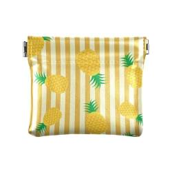 Gold Ananas Tropische hawaiianische Streifen Damen Kleine Leder Münzbörse Geldbörse Einzigartiger Kartenhalter für Frauen, Goldene Ananas-tropische hawaiianische Streifen, 1 size, Modern von famyily