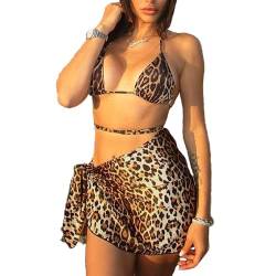 fdsmall Women's Bikini Set Leopard Push-Up Swimsuit Two Piece Swimwear Triangle Bikini Top Sexy Bikini Bottoms for Women Girls (DE/NL/SE/PL, Alphanumerisch, M, Regular, Regular, Black 2) von fdsmall