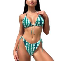 fdsmall Women's Bikini Set Leopard Push-Up Swimsuit Two Piece Swimwear Triangle Bikini Top Sexy Bikini Bottoms for Women Girls (DE/NL/SE/PL, Alphanumerisch, S, Regular, Regular, Green) von fdsmall