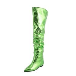 Grün,34 EU,1.5Cm Pointed Toe Boots Große Größe Glossy Boots Low Heel Stiefel Frauen Pumps, High Heel Party Schuhe von fepfndb