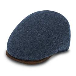 fiebig Sula Flatcap | Schirmmütze aus 100% Schurwolle | Hochwertige Gatsby Kappe Made in Italy (61-XL, Jeansblau) von fiebig