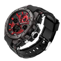 findtime Herren Uhren Digital Militär Sport Outdoor Totenkopf-Motiv Schädel Wasserdicht Timer Chronograph Countdown Tactical Watch Analog Armbanduhr Männer Jungen LED Kalender 12/24H Stoppuhr Wecker von findtime