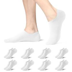 fitfets Sneaker Socken Damen Herren Füßlinge 8 Paar mit Rutschfest Silikon, Unsichtbare No Show Sneakersocken Weiß,43-46 von fitfets