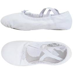 flexdans Ballettschuhe, Ballettschläppchen aus Doppelschicht Canvas, Tanzschuhe Geteilte Ledersohle Ballett Schuh für Kinder und Erwachsene White 29 von flexdans