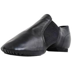 flexdans Jazzschuhe, Slip On Jazz Schuhe Echtes Leder Geteilte Sohle, Tanzpraxis & Performance Jazz Tanzschuhe für Damen Herren F010 Black 37 von flexdans