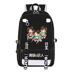 flowereyes Attack on Titan Rucksack Studentenrucksack Trendiger Rucksack mit Anime-Print Lässiger Reise-Tagesrucksack Levi Ackerman Rucksack Eren Jager-Rucksack von flowereyes