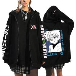 flowereyes Hunter x Hunter Kapuzenpullover mit Reißverschluss Killua Zoldyck Cosplay Cardigan Sweatshirt Gon Freecss Lässige Kapuzenjacke Hunter x Hunter Sweatshirt Jacke von flowereyes