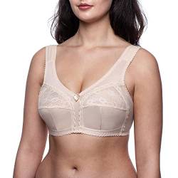 Frugue Damen Full Cup Stütz BH ohne Bügel Nicht Gepolsterter Soft Spitzen. Gr.-110I, Beige von frugue