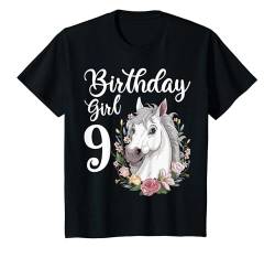 Kinder Lustiges 9. Geburtstag Pferd 9 Jahre alt Mädchen Pferdeliebhaber T-Shirt von funny horse Birthday