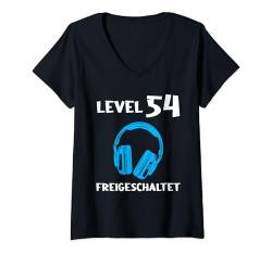 Damen Level 54 Freigeschaltet 54.Geburtstag Mann T-Shirt mit V-Ausschnitt von geburtstag & vier und fünfzig Jahre Geschenke