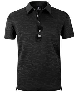 geeksport Poloshirts Herren Kurzarm Tennis Slim Fit Golf Polo Shirt Männer Sport Schnelltrocknend Atmungsaktiv Polohemd Sommer Outdoor Golf T-Shirt(0151-Schwarz-3XL) von geeksport