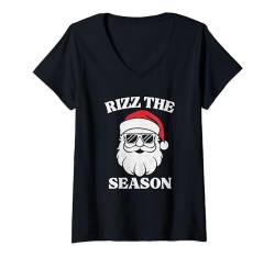 Damen Rizz The Season Rizzmas cooles Weihnachtsmann-Rizz-Meme T-Shirt mit V-Ausschnitt von gen z humor i got that dog in me