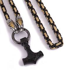 Anhänger Halskette Herren, Halsketten Boutique Männer Nordic Hammera, Mit Königskette, Amulettschmuck/Schwarz/60 cm (24 Zoll) von generic