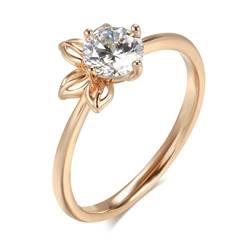 Einfache Art und Weise Braut Ehering für Frauen 585 Rose Gold natürlichen Zirkon niedliche Fingerringe romantisches Geschenk für Freundin von generic