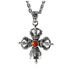 Halsketten Anhänger Herren, S925 Sterling Silber Kreuz Vajra Vintage Kreuz Vajra Ketten für Silber Einzelanhänger von generic