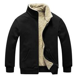 Herren GefüTtert Warme Winterjacke Ohne Kapuze Sweatjacke Fleecejacke Langarm Baumwolle Jacke Skijacke Outdoor Winddicht Jacke Verdickt Funktionsjacke Mit Stehkragen ReißVerschluss Wintermantel von generisch