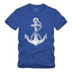 Anker - II T-Shirt S - XXXXL Viele Farben Kapitän Nautical Sailor Segeln Seemann Meer Seefahrt Old School Anchor (L, Blau) von gestofft