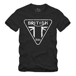 British Ride - T-Shirt Geschenk für Motorradfahrer Biker Union Jack Trible RS (M, Schwarz) von gestofft