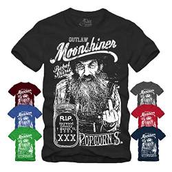 Outlaw Moonshiner - T-Shirt Rockabilly Redneck Hillbilly Whisky Schnaps brennen (XL, Schwarz) von gestofft