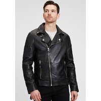 Gipsy Lederjacke Mavric SF NSLV im Biker-Style, asymetrischer Reißverschluss, Nieten von gipsy