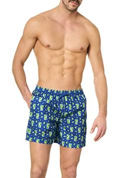 goldenpoint Badeanzug Herren Boxershorts Mojito-Muster, Farbe Blau, Größe M von goldenpoint