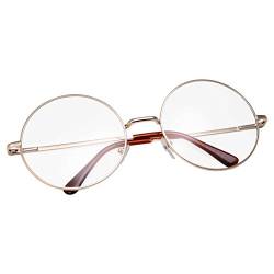 grinderPUNCH Nicht verschreibungspflichtige Brille mit rundem rundem Rahmen und klaren Gläsern in mittlerem Gold von grinderPUNCH