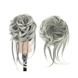 Haarteil Haargummi Unordentlicher Haarknoten Hochsteckfrisur Lange Haargummis Wickeln Pferdeschwanzverlängerung Gewellte Haarteile Chignon Stirnband Haarverlängerung(Ombre Gray) von guiling-1986