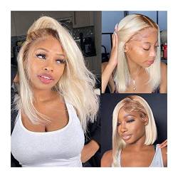 Perücken 13x4 Ombre Blonde Kurze Bob Perücken for Frauen Remy Echthaar 150% Dichte Blonde Lace Front Perücke Peruanisches Haar Pixie Cut Transparente Lace Frontal Perücke Damenperücke (Size : 150 Den von guiling-1986