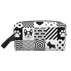 hansgo Make-up-Tasche Boston Terrier Hunde-Kulturbeutel, tragbar, Reise-Wasch-Aufbewahrungstasche, Französische Bulldogge mit Knochen, Einheitsgröße von hansgo