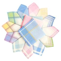 harayaa 12 Stk. Herren Taschentücher Klassisches Muster Einstecktuch Stofftaschentücher aus Baumwolle, Weiche Herrentaschentücher 30x30cm von harayaa