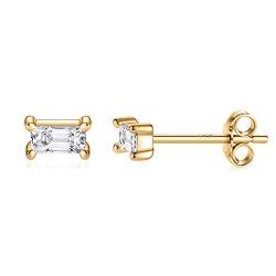 Bar Ohrstecker Sterling Silber Minimalist Square Gold Ohrring Hypoallergen Keine Nickel Ohrringe für Frauen von hengkaixuan