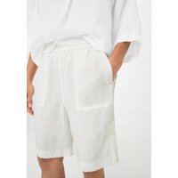 hessnatur Damen Bermudas Relaxed aus TENCEL™ Lyocell mit Leinen - weiß - Größe 42 von hessnatur