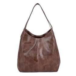 hgnxa Große Kapazität Tasche für Frauen weiches PU-Leder Schultertaschen Retro Handtasche, Kaffeebraun von hgnxa