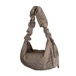 hgnxa Schultertaschen für Mädchen, plissiert, Kordelzug, einfarbig, koreanischer Stil, gerüschte Tasche, khaki von hgnxa