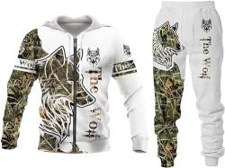 Herren Anzug Löwe Wolf 3D gedruckt Hoodie Hose Anzug Herren Herbst Freizeit Trainingsanzug Tiere Jogginganzug (FWolf -2,XL) von hiegi